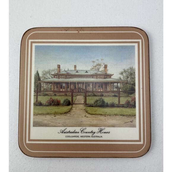 Vintage Pimpernel Acrylic & Cork Coasters - Australian Country Homes - Set of 6 - Picture 6 of 12